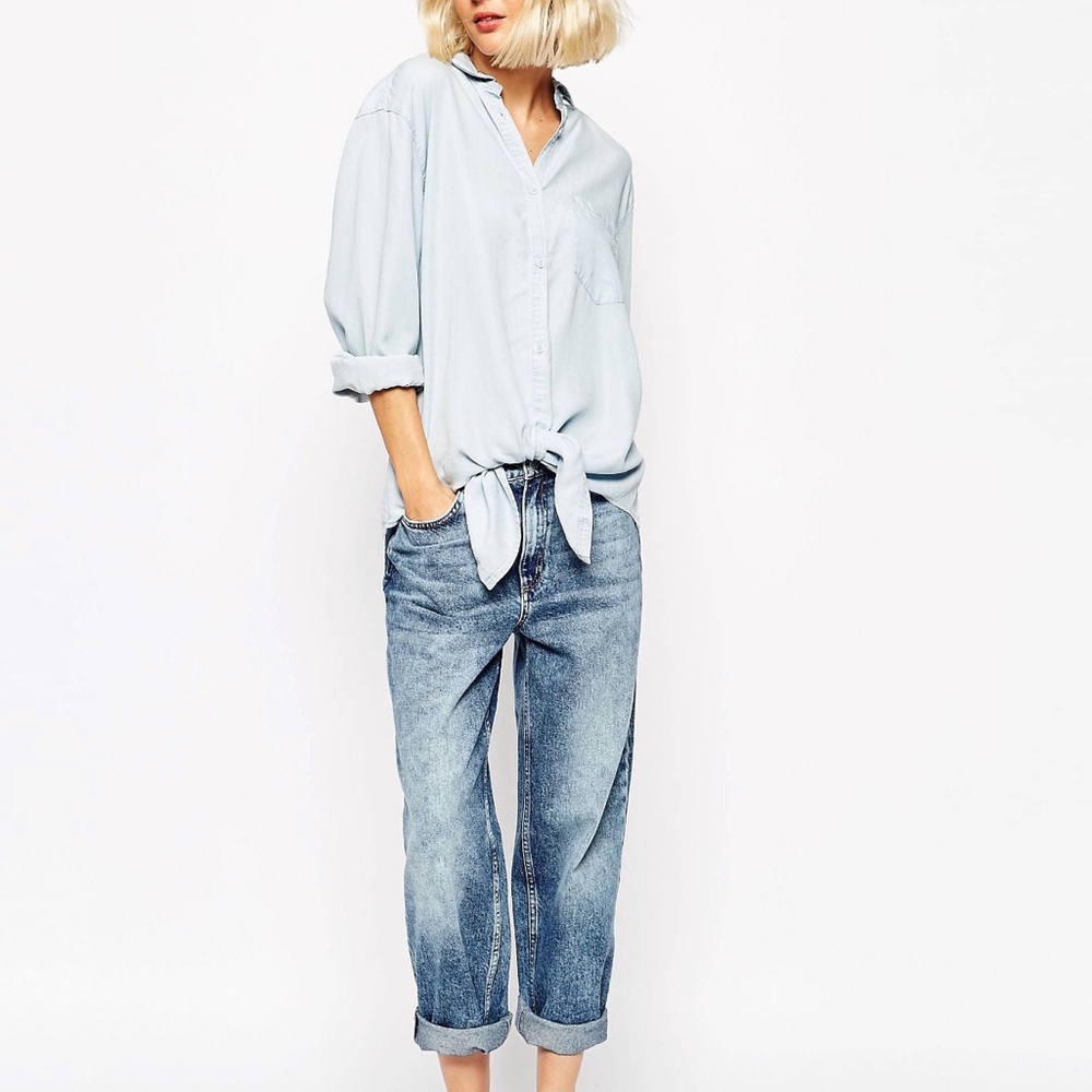Cheap Monday || chambray tie front shirt